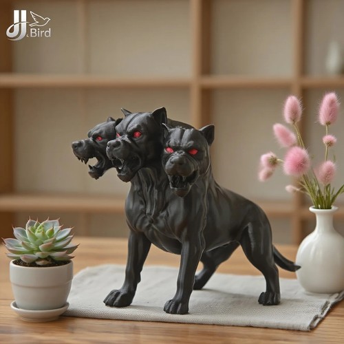 Gothic three head dog statue - gothic,