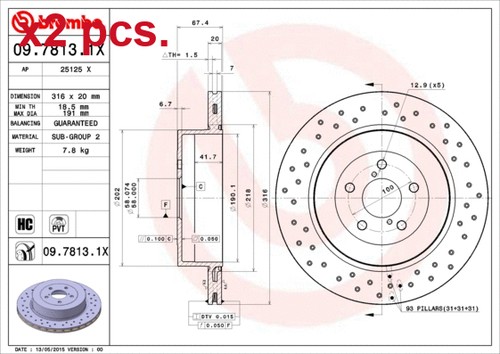 Pcs rear brake - x2, rotos