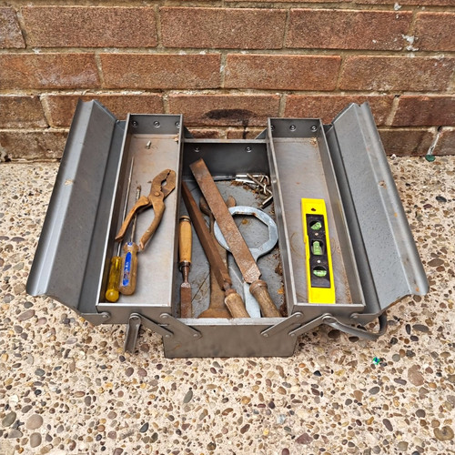 Grey metal tool box 1pc - grey,