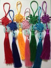 2X Colorful Chinese lucky knot with white jade fengshui charm. wall car hanging