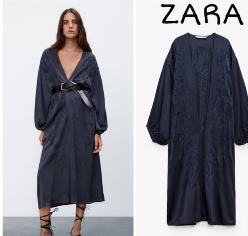 Zara embroidered kimono navy - zara,