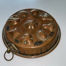 Large Antique Copper Jelly Mould with Hanging Hook - Diameter 29cm