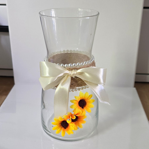 Hand decorated glass vase - hand,