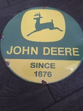 Vintage Style John Deere Farm Equipment 12” Enamel Advertising/garage Sign 