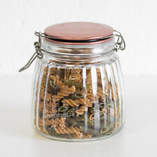 Set of 2 Ribbed Glass Jars 1L