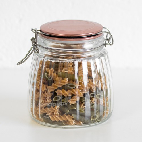 Set ribbed glass jars - ribbed,