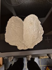 Decorative Avon Ware England Leaf Shaped White Embossed Dish