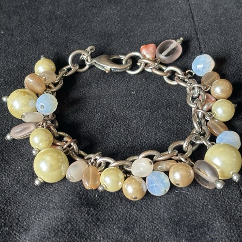 Beaded silver tone faux - beaded,