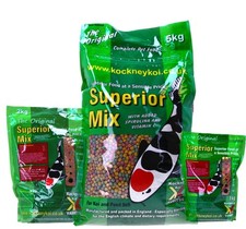 KOCKNEY KOI SUPERIOR MIX FISH POND FOOD 2,4,6,8,16mm PELLETS 1,2,5kg KOI Food