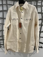 New Stetson Turquoise Snap Western Denim Shirt White Men’s L