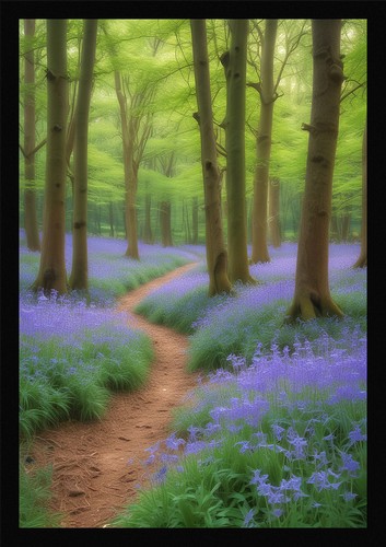 Soft forest path framed wall - framed,