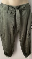 Ladies Red Herring Cargo olive Green Combat  cropped Trousers Size 12
