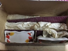 Lillian Vernon Porcelain 6 Piece Set Table Place Marker, Original Box LV4409