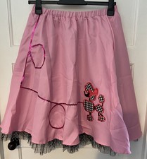 Pink 1950s Fancy Dress Grease Poodle Skirt with spotted netting size XL NWOT