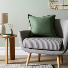 Habitat Linen Look Cushion – Olive 50x50cm Pillow with Flanged Edge - New