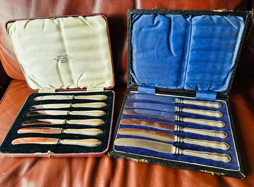 Two sets antique sterling - two,