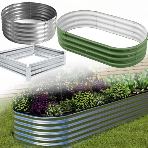Galvanised steel raised garden - galvanised,