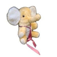Vintage Pink Elephant Plush Stuffed Animal Soft Toy Retro 70s Teddy Solid Eyes