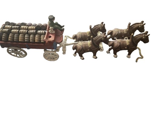 Vtg cast iron - team, drawn