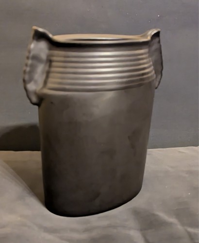 Black enameled ceramic vase - black,