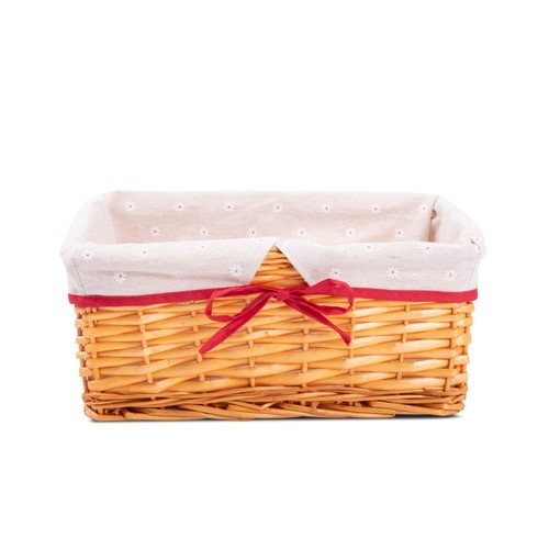 Red lined honey wicker trays - wicker,