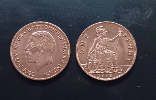 1933 british one penny george - one,