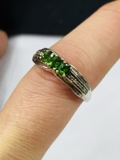 TJC silver,chrome diopside and diamonds ring UK size S never worn