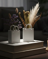 White handbag ceramic - ceramic, vases