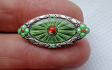 NORWEGIAN ART NOUVEAU c1910 MARIUS HAMMER SOLID SILVER & ENAMEL BROOCH