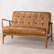 LIGHT TAN LEATHER SOFA MID