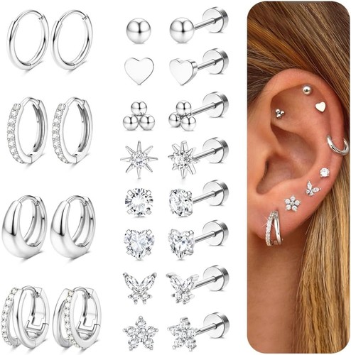 12pairs flat back earrings - 12pairs,
