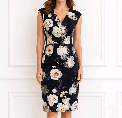 Phase eight navy floral midi - navy,
