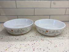 2 Pyrex Breakfast Bowls Vintage In Emily Or Spring Garden Pattern Blemished