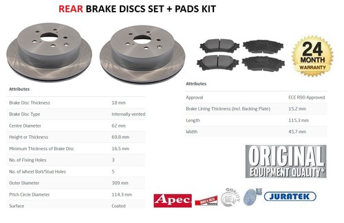 Rear brake discs and - brake, set