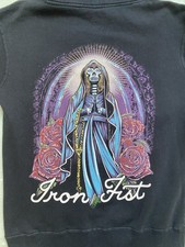 Iron Fist Vintage Black Women’s Hoodie, Prayers Graphic On The Back