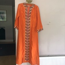 Lovely Orange Silk Indian Kurta/Kaftan Dress - size 14 . Maharani