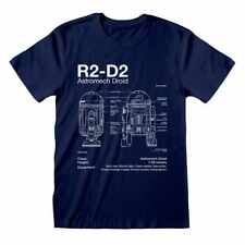 ** Star Wars R2D2 Specs Blue Prints Navy T-shirt Official  **
