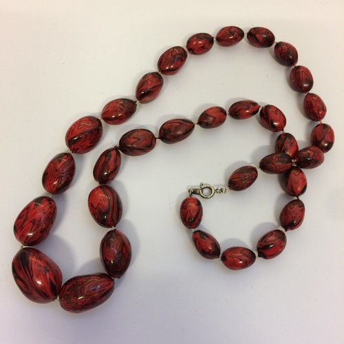 Vintage necklace with - necklace, red