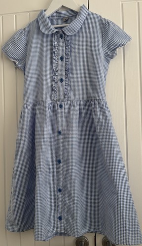 Girls blue gingham school - blue,