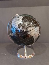 EXERZ BLACK & SILVER  14 CM DESKTOP WORLD GLOBE ON CHROME STAND