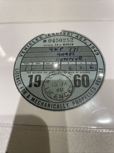 1960 tax disc - tax,