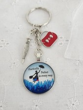 MARY POPPINS KEYRING PRACTICALLY PERFECT WITH BAG AND HEART AND GIFT BAG