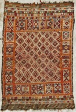 Beautiful Large Handmade Vintage Kilim Rug From Balikesir Turkey - 230cm x 158cm