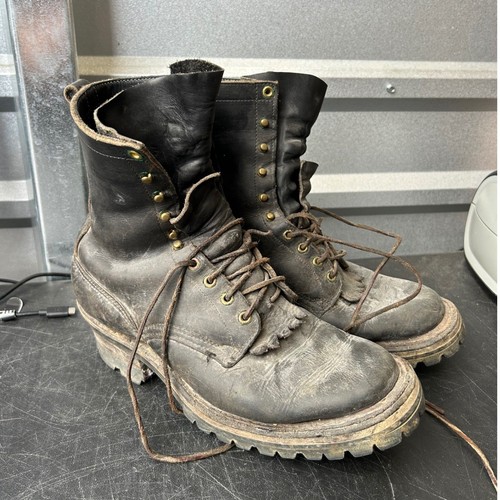 Vintage black leather logger - leather,