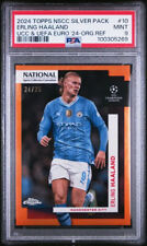 Erling Haaland NSCC Silver Pack UCC & UEFA Euro 24 Orange Refractor /25 PSA 9