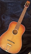 Vintage 60s/70s Sunburst Orange Audition 6 String Guitar with Original Gig Bag