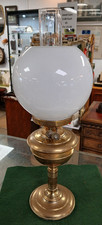 Edwardian Brass  Oil Lamp with Milk Glass Globe