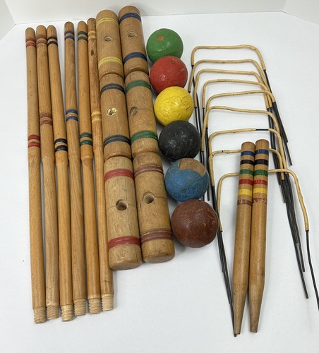 Vtg croquet set c1940 wood - c1940,
