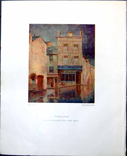 Antique old print brixham - old,