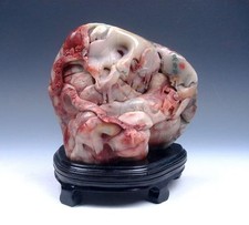 Natural Shou-Shan Stone Hand Carved In Relief Scenery Mountain Horse Rider